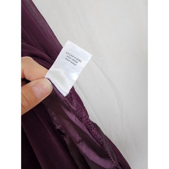 Lulu's Maxi Dress L Enchant My Love Dark Purple V-Neck Long Sleeve Wine Burgundy - Picture 7 of 12